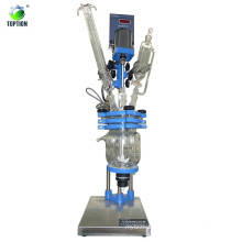 High Quality Lab Use Mini Chemical Jacketed Glass Reactor 2L,50-800rpm